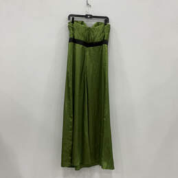 Womens Green Black Strapless Back Zip Cocktail Long Fit & Flare Dress Sz 16 alternative image
