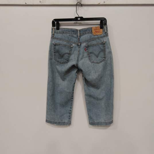 Womens Nouveau 515 Blue Light Wash Studded Pockets Denim Capri Shorts Size 2 image number 2