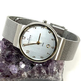 Designer Skagen Silver-Tone Round Dial Adjustable Strap Analog Wristwatch
