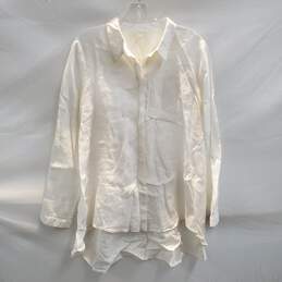 Eileen Fisher White Organic Irish Linen Button Up Shirt Size S