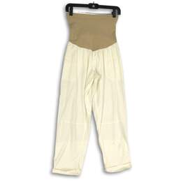 NWT A Pea In The Pod Womens White Beige Maternity Pull-On Ankle Pants Size L/G