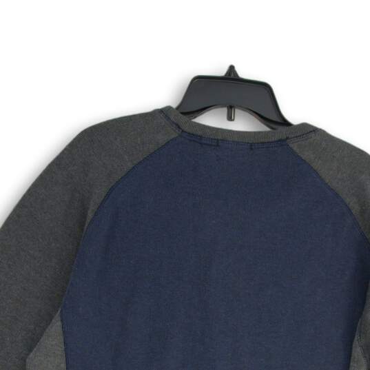 NWT DKNY Mens Gray Navy Blue Knitted Crew Neck Long Sleeve Pullover Sweater XXL image number 4