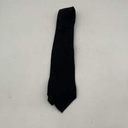 Mens Black Pinstripe Keeper Loop Adjustable Classic Pointed Necktie
