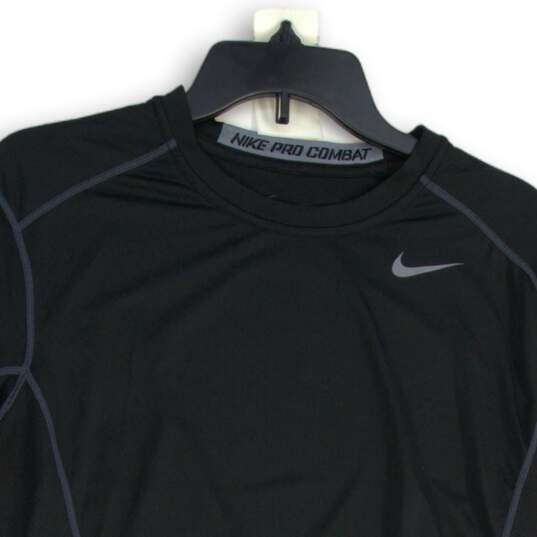 Nike Mens Black Pro Combat Mock Neck Short Sleeve Pullover T-Shirt Size Medium image number 3