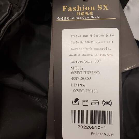 Fashion SX Women Black Faux Leather Jacket Sz M NWT image number 3