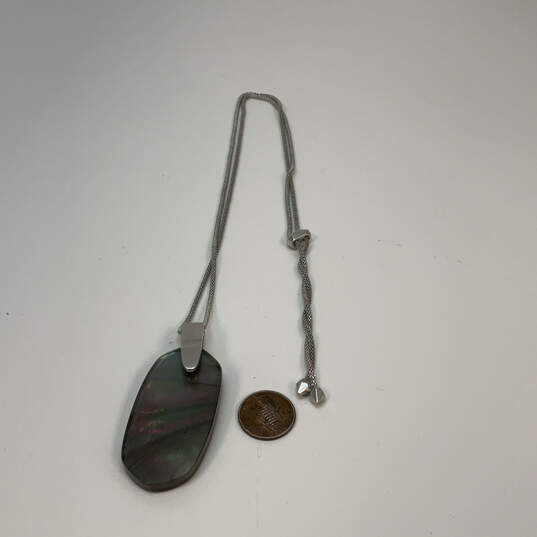 Designer Kendra Scott Silver-Tone Adjustable Chain Pendant Necklace image number 3