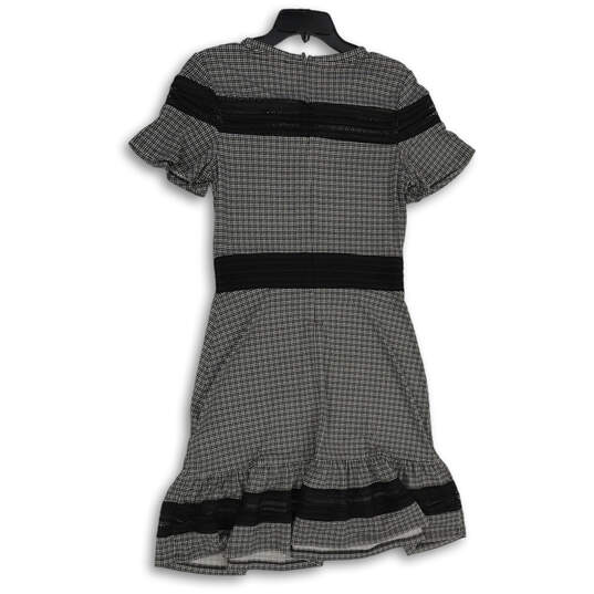 NWT Womens Black White Houndstooth Round Neck Fit & Flare Dress Size Medium image number 2