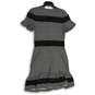 NWT Womens Black White Houndstooth Round Neck Fit & Flare Dress Size Medium image number 2