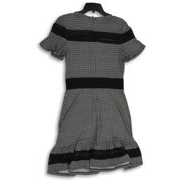 NWT Womens Black White Houndstooth Round Neck Fit & Flare Dress Size Medium alternative image