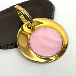 Designer Joan Rivers Gold-Tone Pink Stone Circle Reversible Charm Pendant