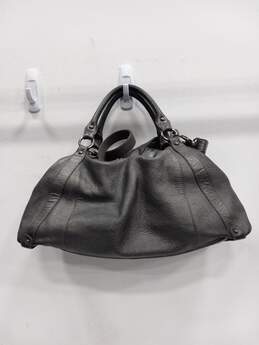 Audrey Brooke, Pebbled Grain Pattern Gray Leather Shoulder Handbag alternative image