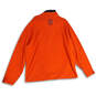 Mens Orange Mock Neck 1/4 Zip Long Sleeve Pullover Jacket Size XXL image number 2