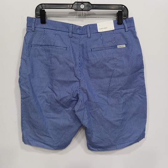 Calvin Klein Men's Blue Stripe Seersucker Weekend Shorts Size 33W NWT image number 2
