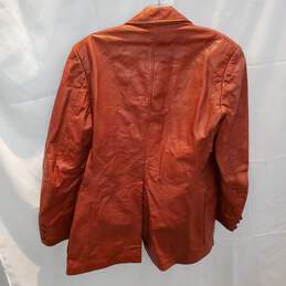 Long Sleeve Button Up Leather Jacket Size 40L alternative image