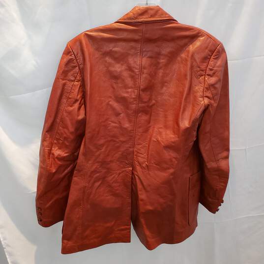 Long Sleeve Button Up Leather Jacket Size 40L image number 2