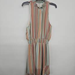Multi Stripe Cinched Waist Asymmetrical Dress