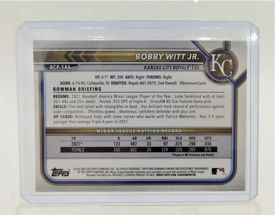 2022 Bobby Witt Jr Bowman Chrome Rookie Kansas City Royals image number 2