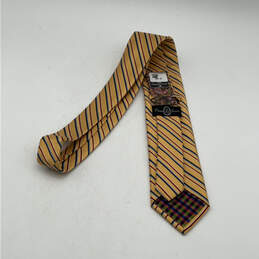 NWT Mens Yellow Silk Striped Four In Hand Adjustable Designer Necktie alternative image