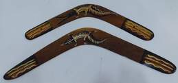 Australian Aboriginal Boomerangs Art Souvenir Hand Painted Alligator & Lizard