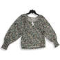 NWT Womens Gray Printed Round Neck Long Sleeve Pullover Blouse Top Size 14 image number 1