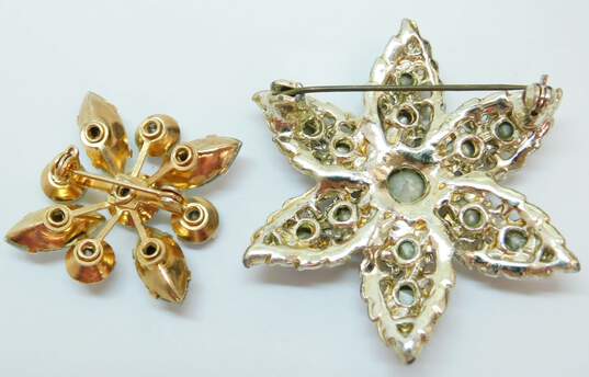 Vintage Aurora Borealis Rhinestone Gold Tone Necklace Floral Brooches & Clip On Earrings 89.6g image number 9