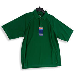 NWT Mens Green Spread Collar Short Sleeve Polo Shirt Size XL
