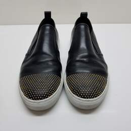 Alexander McQueen Studded Black Leather Slip On Sneakers Size 45
