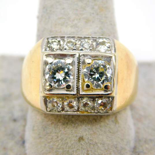 Men's Vintage 14K Yellow Gold 1.45 CTTW Round Diamond Ring 9.8g image number 2