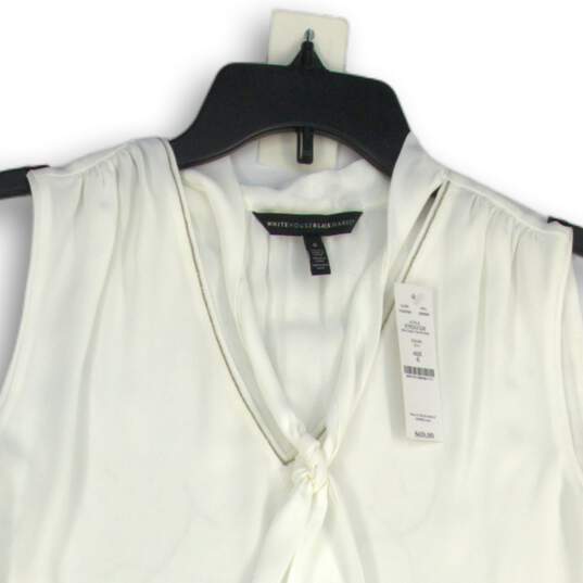 NWT Womens White Sleeveless Knot V-Neck Comfort Pullover Blouse Top Size 6 image number 3