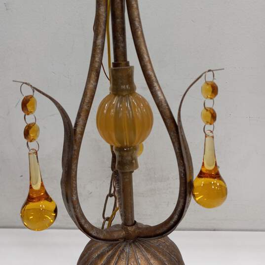 Vintage Yellow Glass Suspended Ceiling Light Fixture image number 4