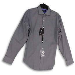 NWT Mens Black White Gingham Long Sleeve Collared Dress Shirt Size 15.5