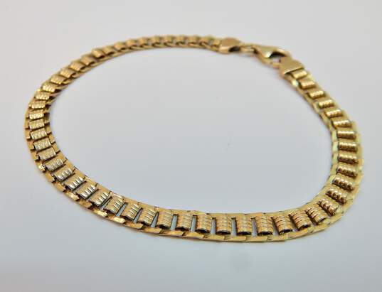 14K Yellow Gold Italy Fancy Chain Bracelet 7.4g image number 6