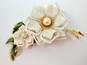 VNTG Variety Gold Tone Flower Rhinestone & Faux Pearl Brooches 58.2g image number 5