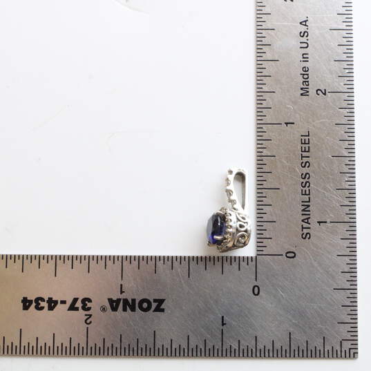 Sterling Silver 10K White Gold Accent Sapphire & CZ Pendant - 1.44g image number 5