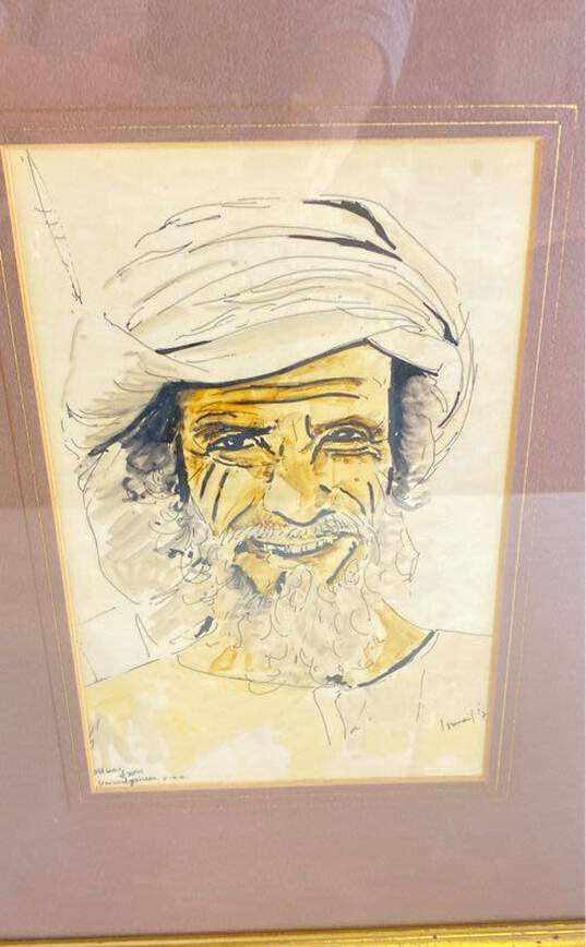 Old Man Portrait U.A.E. Print by Ismail Signed. 1979 Matted & Framed image number 4