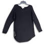 Womens Black Tight-Knit Round Neck Long Sleeve Side Zip Tunic Sweater Sz M image number 1