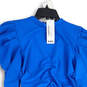 NWT Womens Blue Ruched Round Neck Long Sleeve Bodycon Dress Size 12 image number 3