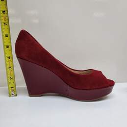 Franco Sarto Red Suede Open Toe Wedge Heels alternative image