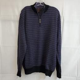 Toscano Mock Neck Quarter Zip Diagonal Sweater Sz L