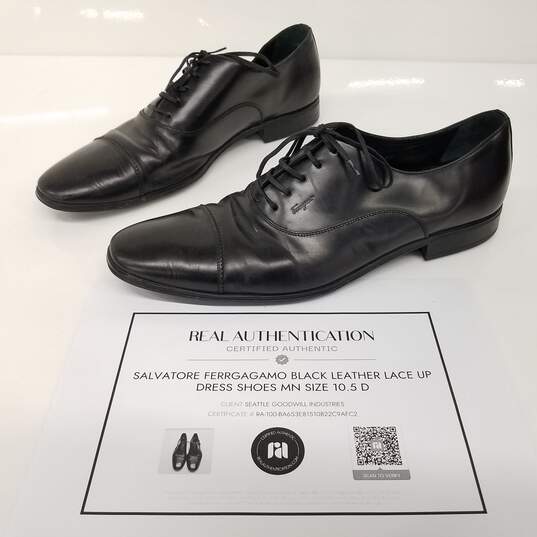 Salvatore Ferragamo Black Leather Lace Up Dress Shoes Men's Size 10.5D image number 1
