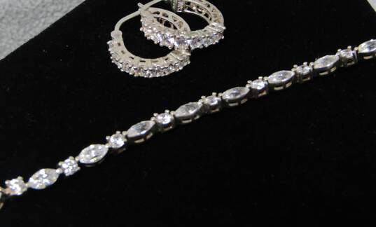 Matching Sterling Silver Bracelet And Earrings image number 1
