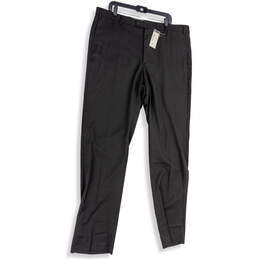 NWT Mens Black Flat Front Pockets Raw Edge Hem Straight Leg Chino Pants 42