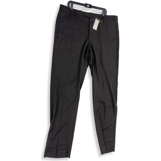 NWT Mens Black Flat Front Pockets Raw Edge Hem Straight Leg Chino Pants 42 image number 1