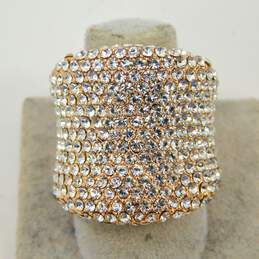 Joan Boyce Sterling Silver Rose Vermeil Clear Crystal Pave Wide Band Ring 17.5g alternative image
