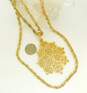 Vintage Crown Trifari Gold Tone Filigree Pendant Double Strand Necklace 66.7g image number 6
