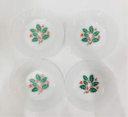 Vintage Termocrisa Crisa Christmas Holly Berry Milk Glass Coupe Soup Bowls Set of 4 alternative image
