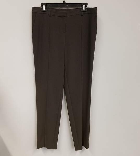 Womens Brown Flat Front Slash Pockets Straight Leg Dress Pants Size 8 image number 1