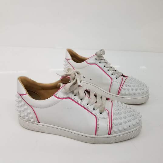 Christian Louboutin White Pink Viera 2 Low Top Sneakers Women's Size 8 image number 2