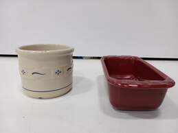 Bundle of 2 Longaberger Pottery Ceramic Dishes alternative image