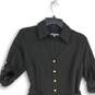 NWT Sharagano Womens Black Collared Roll Tab Sleeve Belted Shirt Dress Size 4 image number 3